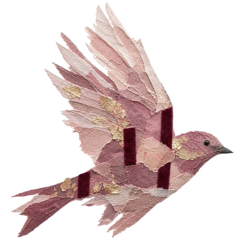 Inkttekening: vogel die ontsnapt uit een open kooi naast een openstaande deur