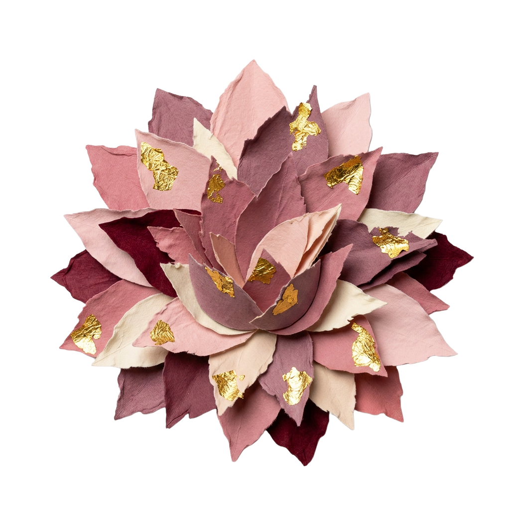 Papercut collage van een open bloeiende bloem